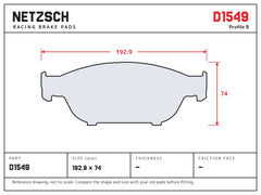NETZSCH D1549 brake pad drawing