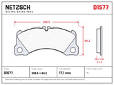 NETZSCH D1577 brake pad drawing, 17.1 mm thick