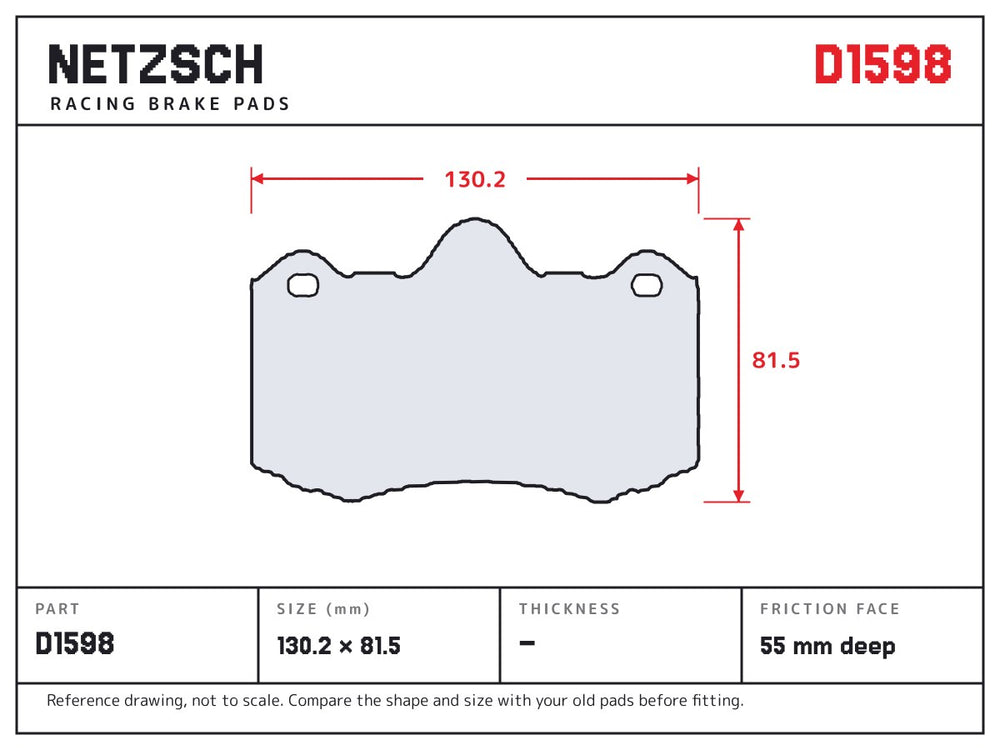 NETZSCH D1598 brake pad drawing