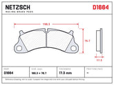 NETZSCH D1664 brake pad drawing, 17.3 mm thick