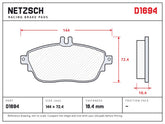 NETZSCH D1694 brake pad drawing, 18.4 mm thick