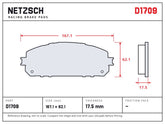 NETZSCH D1709 brake pad drawing, 17.5 mm thick