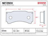 NETZSCH D1727Z brake pad drawing, 25 mm thick