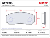NETZSCH D1728Z brake pad drawing, 16.7 mm thick