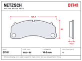 NETZSCH D1741 brake pad drawing, 16.4 mm thick