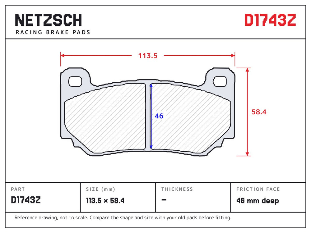 NETZSCH D1743Z brake pad drawing