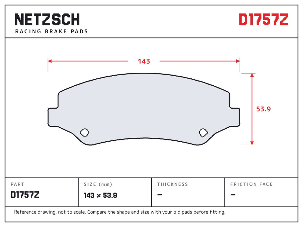 NETZSCH D1757Z brake pad drawing