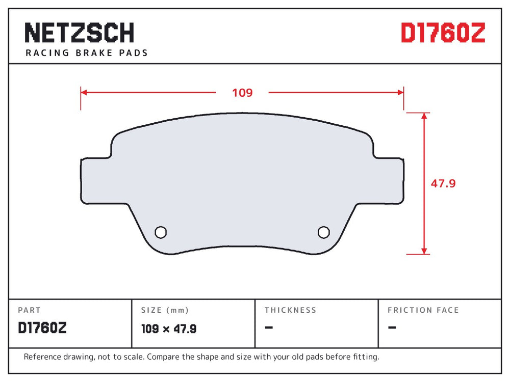 NETZSCH D1760Z brake pad drawing