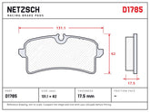 NETZSCH D1785 brake pad drawing, 17.5 mm thick
