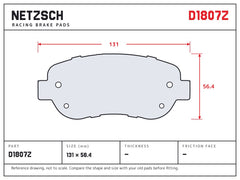 NETZSCH D1807Z brake pad drawing