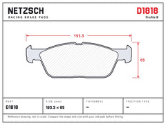 NETZSCH D1818 brake pad drawing
