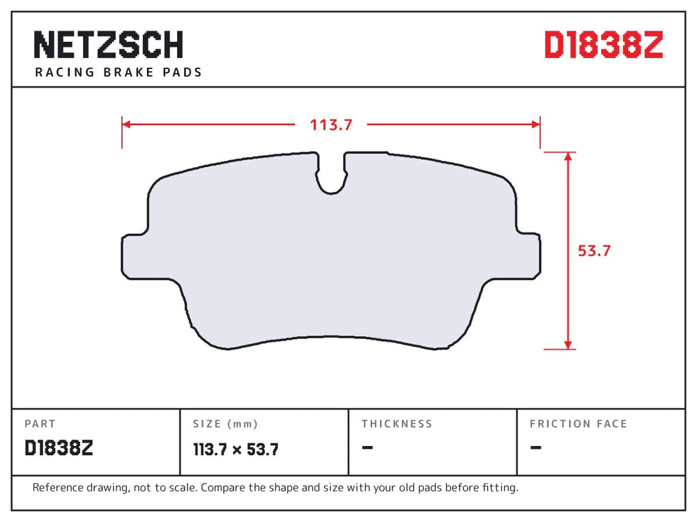 NETZSCH D1838Z brake pad drawing
