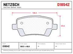 NETZSCH D1854Z brake pad drawing