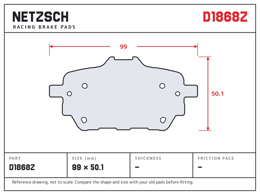 NETZSCH D1868Z brake pad drawing