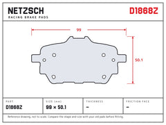 NETZSCH D1868Z brake pad drawing