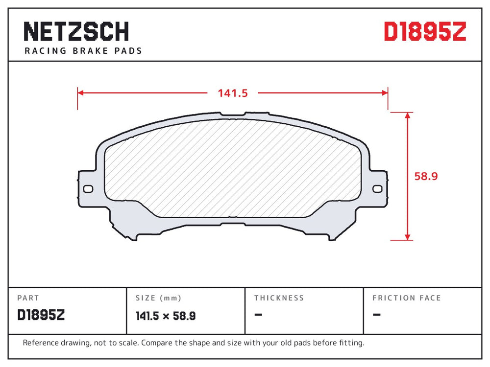 NETZSCH D1895Z brake pad drawing