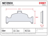 NETZSCH D1897 brake pad drawing, 15.2 mm thick