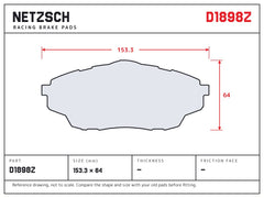 NETZSCH D1898Z brake pad drawing