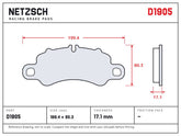 NETZSCH D1905 brake pad drawing, 17.1 mm thick