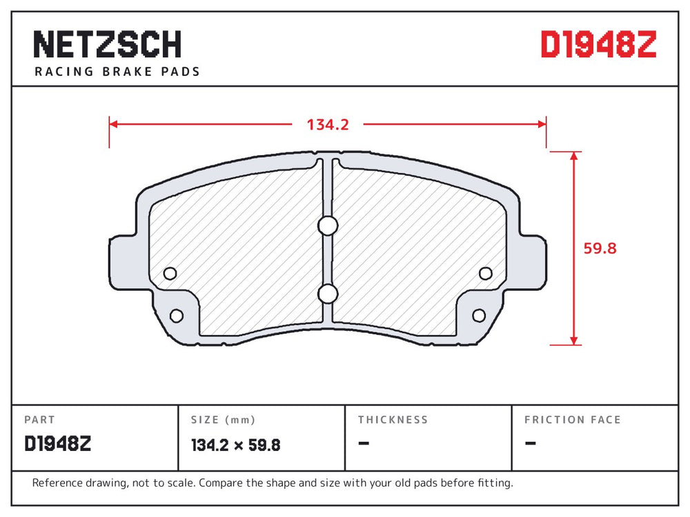 NETZSCH D1948Z brake pad drawing