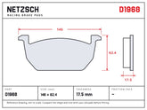 NETZSCH D1968 brake pad drawing, 17.5 mm thick