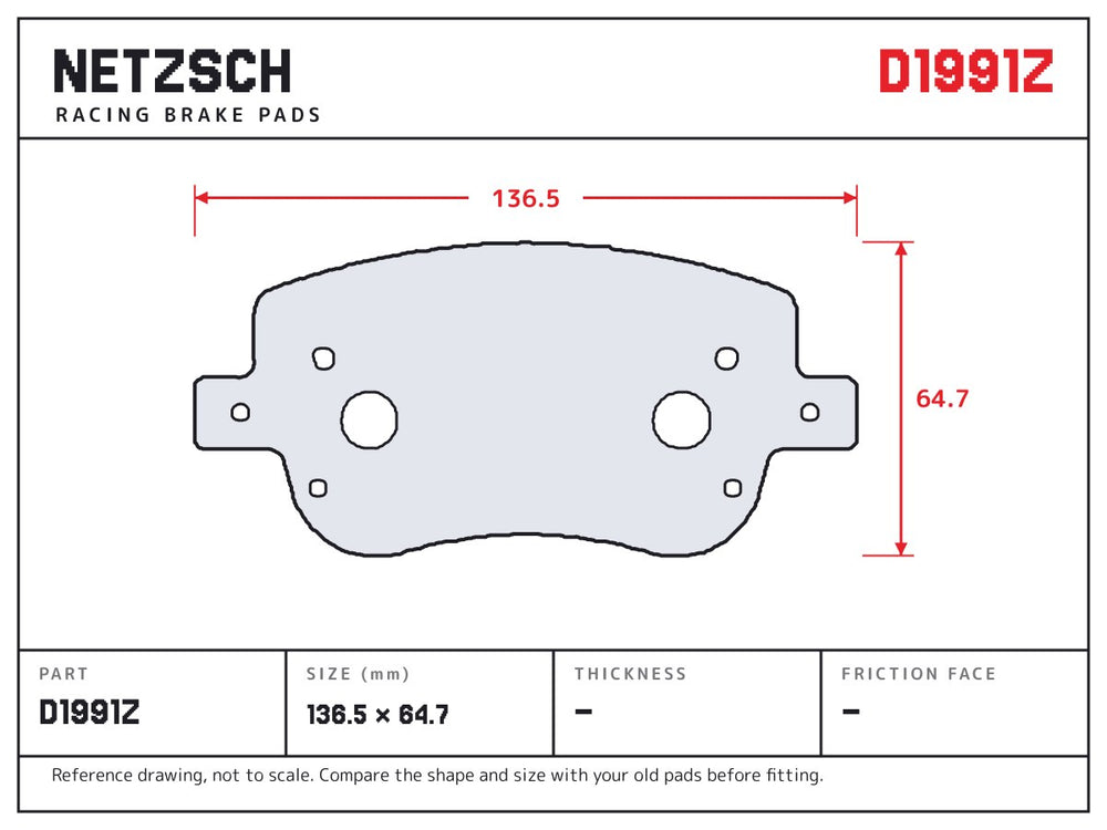 NETZSCH D1991Z brake pad drawing