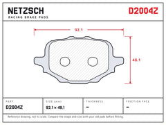 NETZSCH D2004Z brake pad drawing