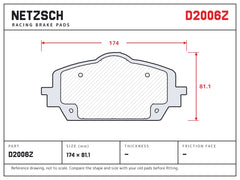 NETZSCH D2006Z brake pad drawing