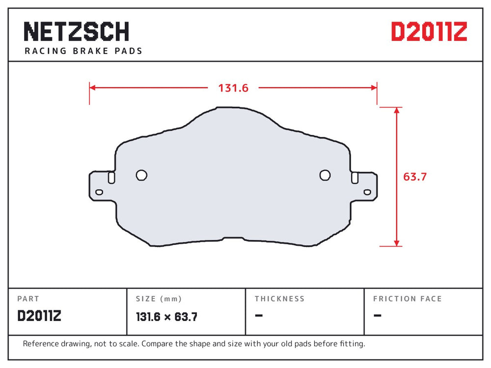 NETZSCH D2011Z brake pad drawing