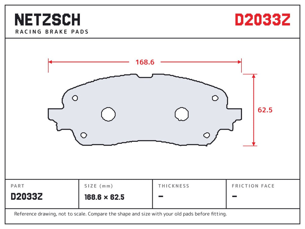 NETZSCH D2033Z brake pad drawing