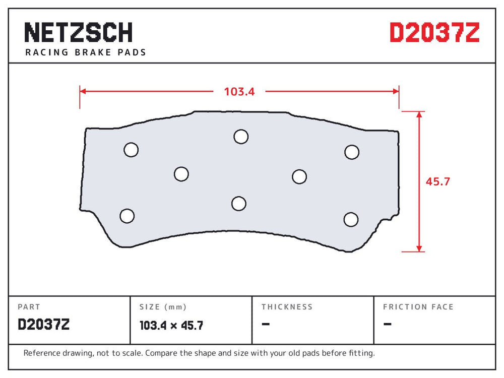 NETZSCH D2037Z brake pad drawing