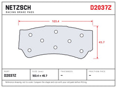 NETZSCH D2037Z brake pad drawing