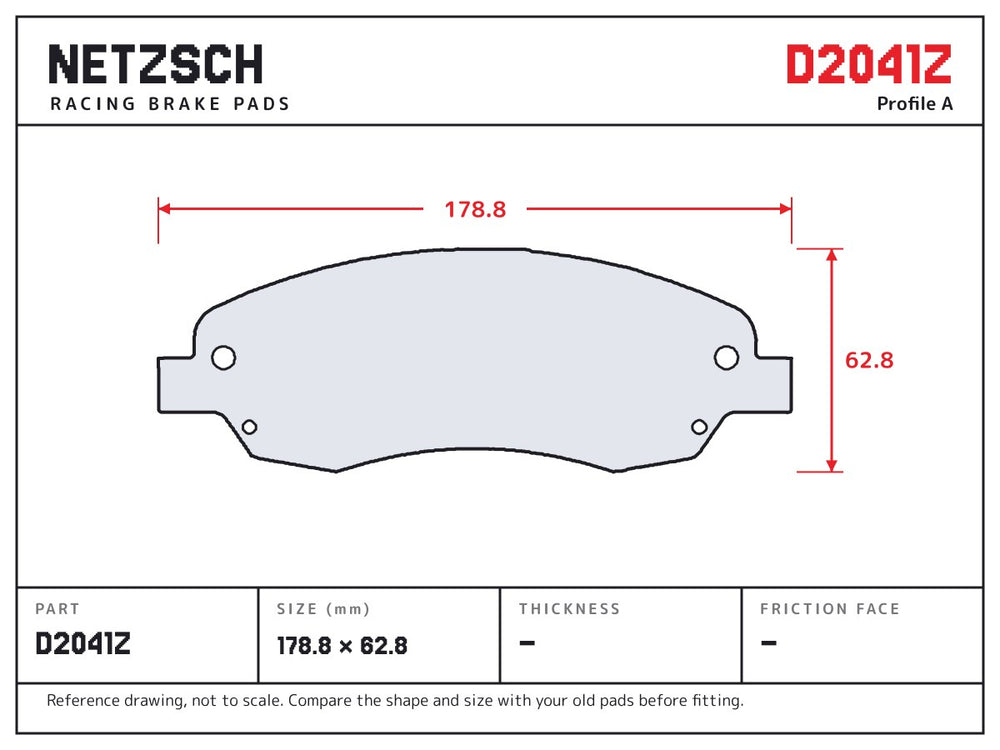 NETZSCH D2041Z brake pad drawing