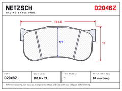 NETZSCH D2046Z brake pad drawing