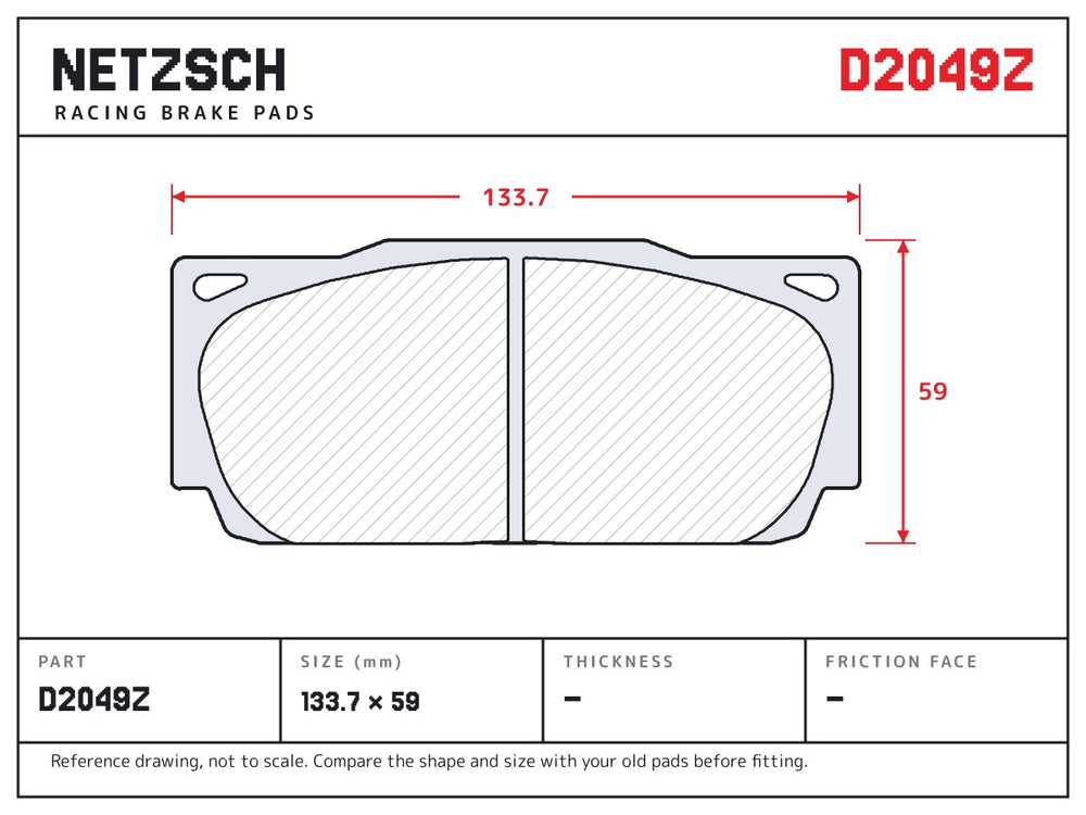 NETZSCH D2049Z brake pad drawing