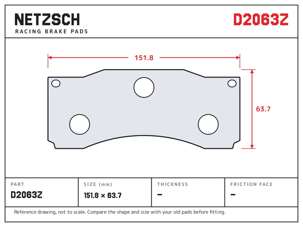 NETZSCH D2063Z brake pad drawing