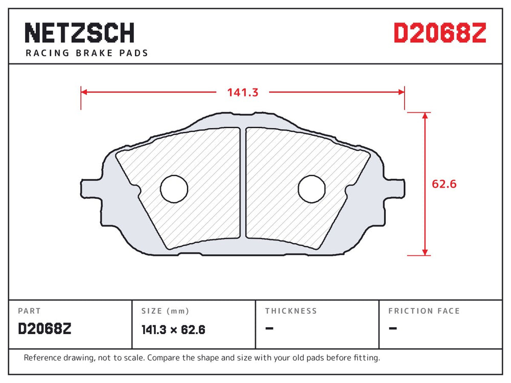 NETZSCH D2068Z brake pad drawing
