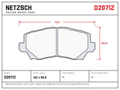 NETZSCH D2071Z brake pad drawing