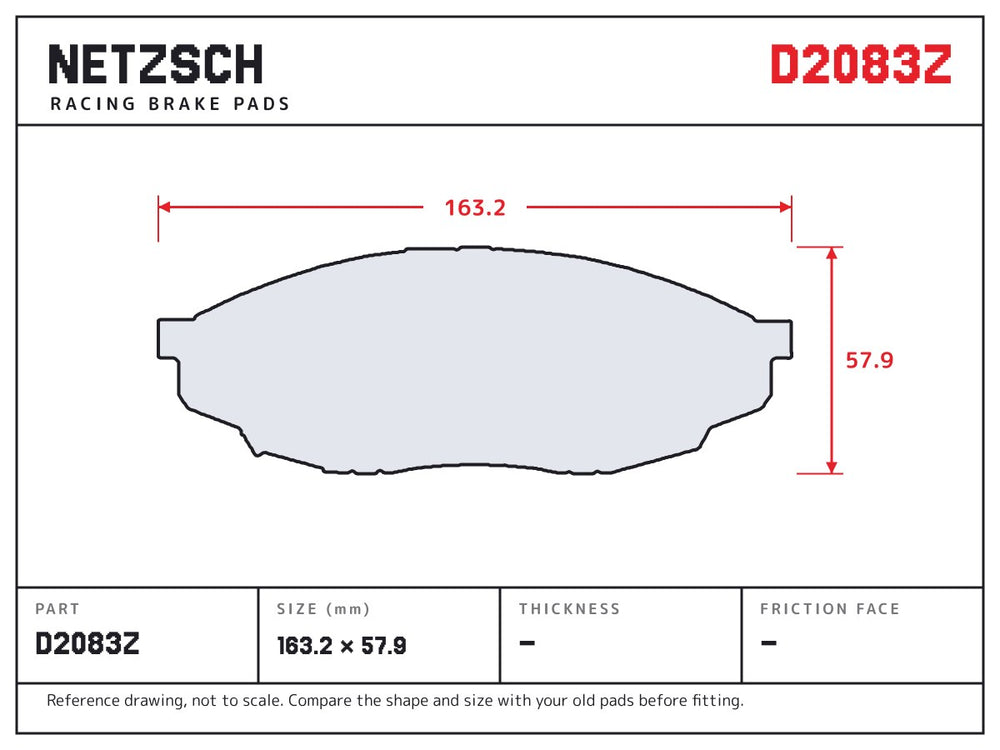 NETZSCH D2083Z brake pad drawing