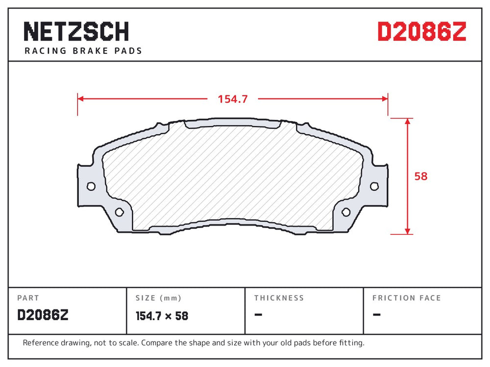 NETZSCH D2086Z brake pad drawing