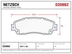 NETZSCH D2086Z brake pad drawing