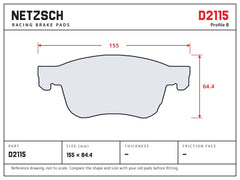 NETZSCH D2115 brake pad drawing
