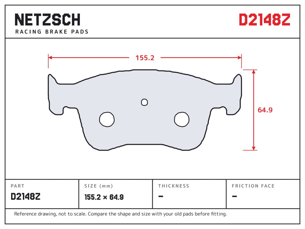 NETZSCH D2148Z brake pad drawing