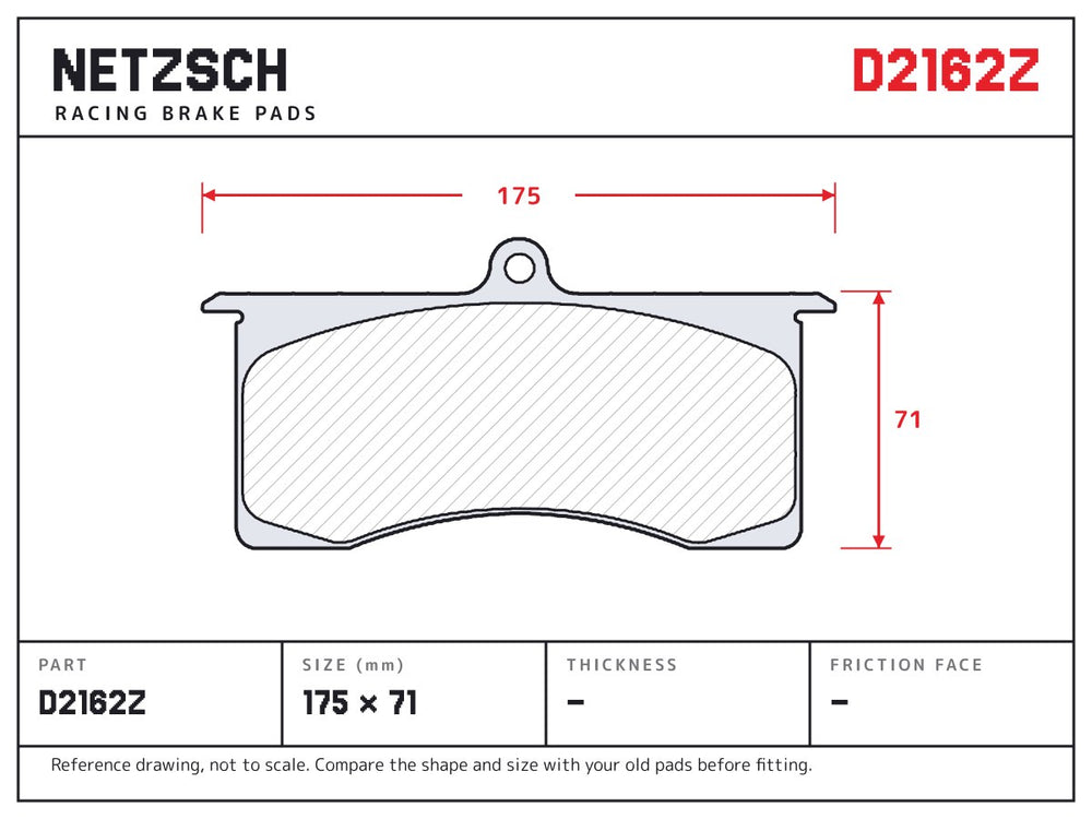 NETZSCH D2162Z brake pad drawing