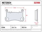 NETZSCH D2166 brake pad drawing, 16.8 mm thick