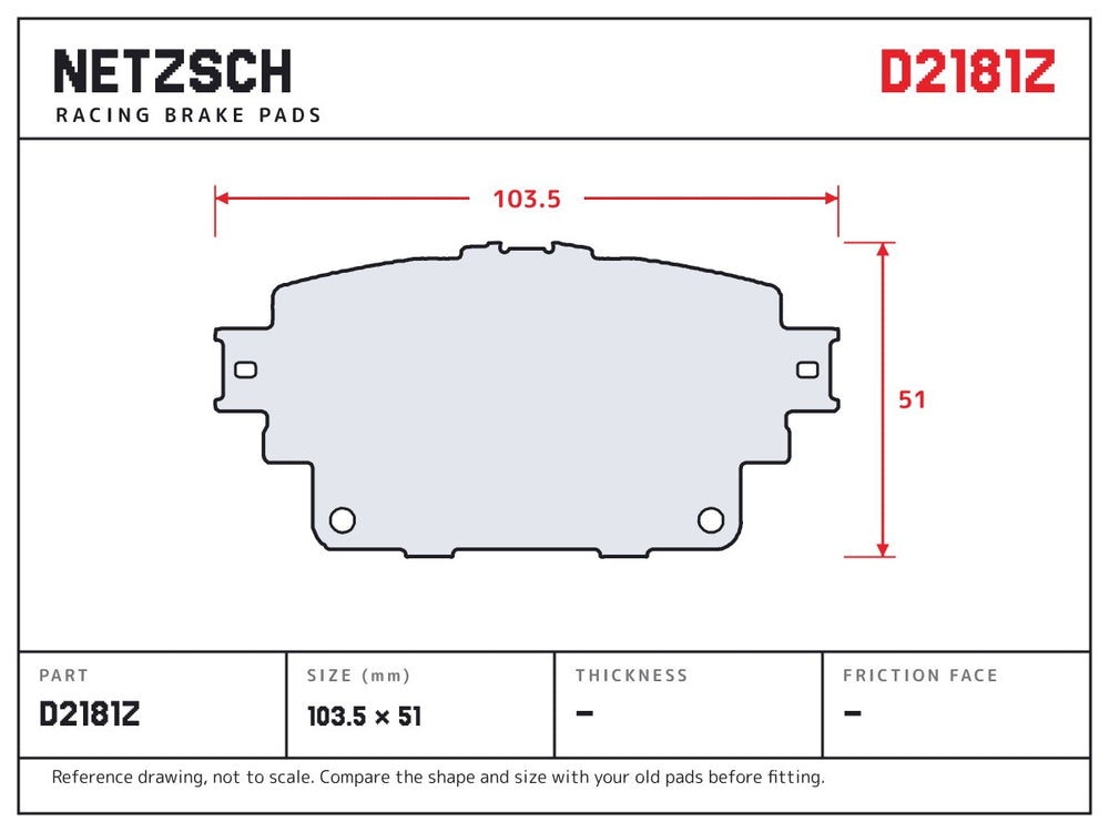 NETZSCH D2181Z brake pad drawing