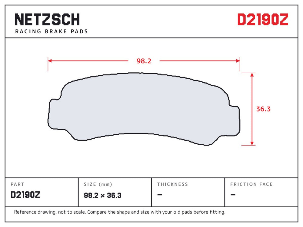 NETZSCH D2190Z brake pad drawing