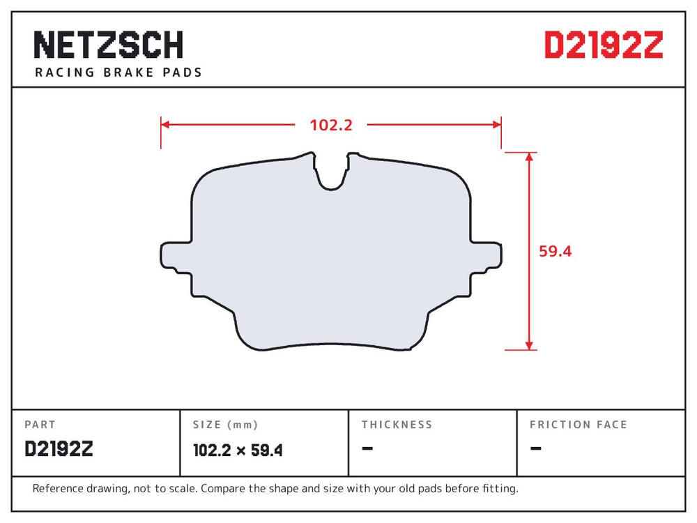NETZSCH D2192Z brake pad drawing