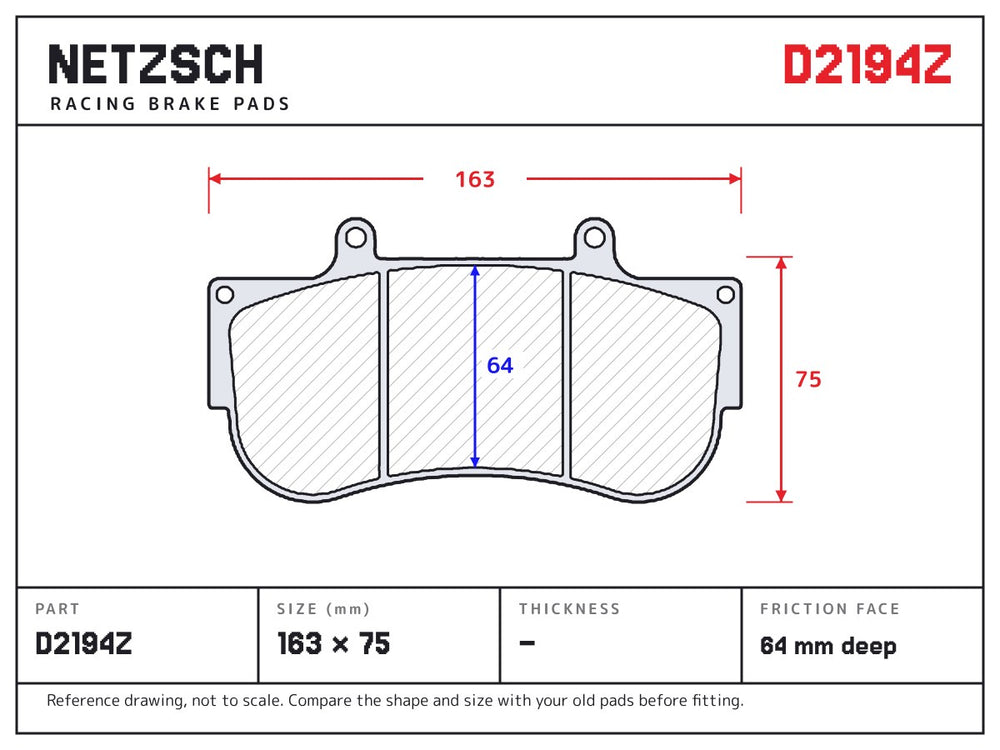 NETZSCH D2194Z brake pad drawing