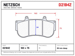 NETZSCH D2194Z brake pad drawing